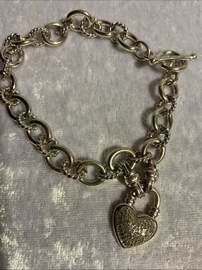 Sterling Silver Heart Padlock Bracelet